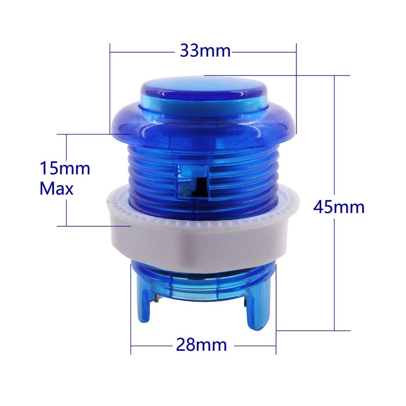 SJ@JX Arcade 2 Player Game Controller Stick DIY Kit LED Buttons MX Microswitch 8 Way Joystick USB Encoder Cable for PC MAME Raspberry Pi Red Blue - Image 3